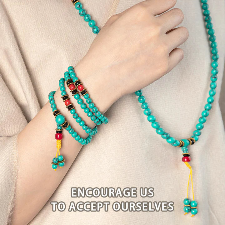 Collar de turquesa y oro con tesoro oriental, collar sencillo de cuentas con piedra natal de diciembre, collar minimalista, joyería bohemia, collar en capas