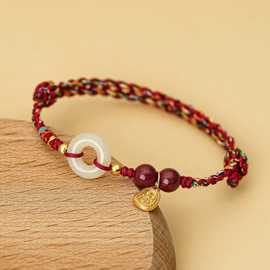 Oriental Treasure KOI FISH Bracelet Peace Knot Red Stering Bracelet 925 Sterling Silver He Tian Jade Bracelet Adjustable