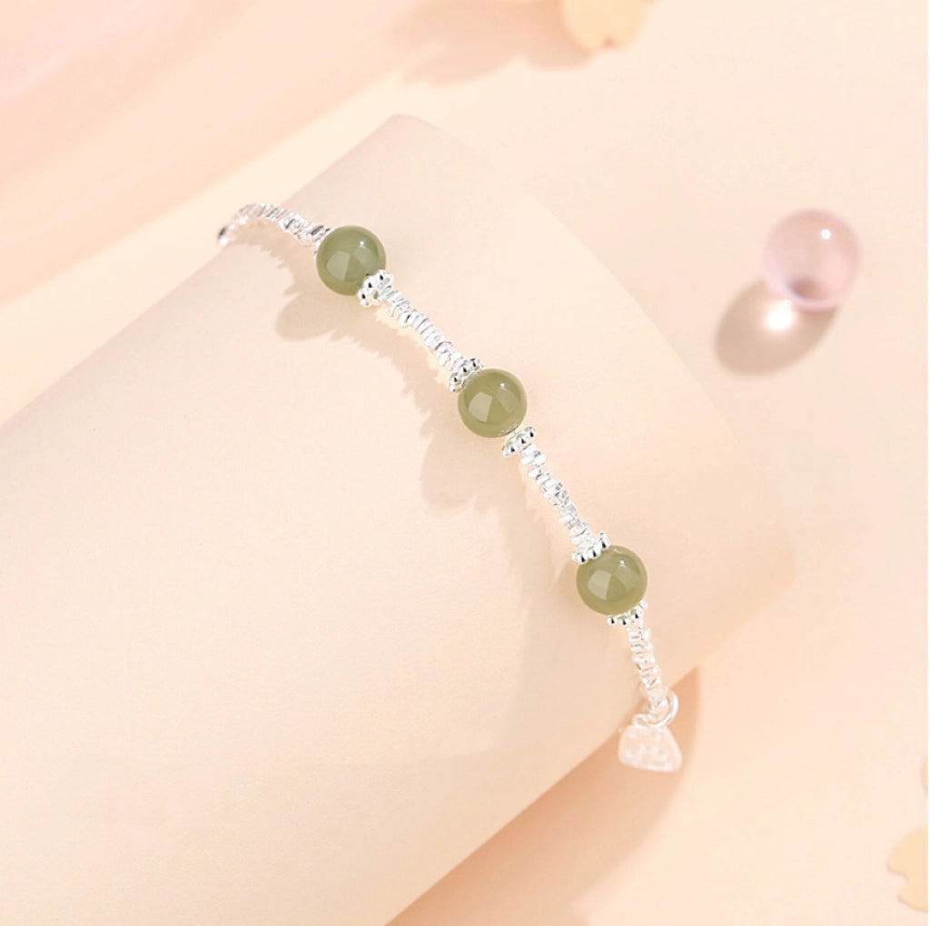Collar con colgante de jade verde y tierra de la suerte en plata de ley 925, tesoro oriental