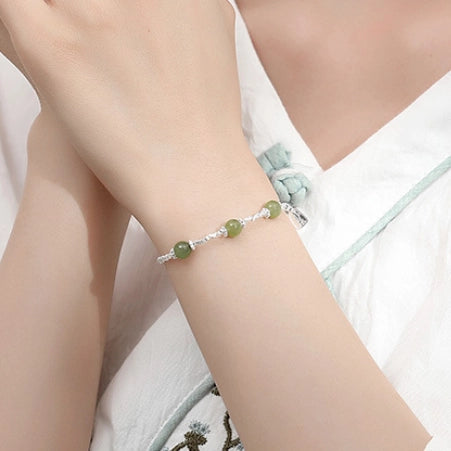 Collar con colgante de jade verde y tierra de la suerte en plata de ley 925, tesoro oriental