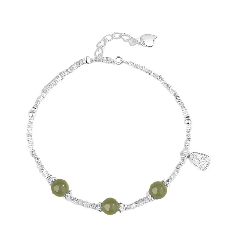 Collar con colgante de jade verde y tierra de la suerte en plata de ley 925, tesoro oriental