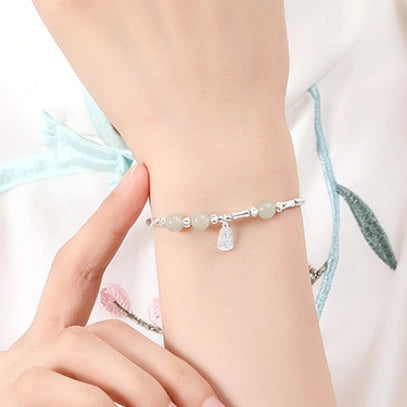 Oriental Treasure Dainty Bamboo Bracelet Natural Hetian Jade Bracelet Protection 925 Sterling Silver