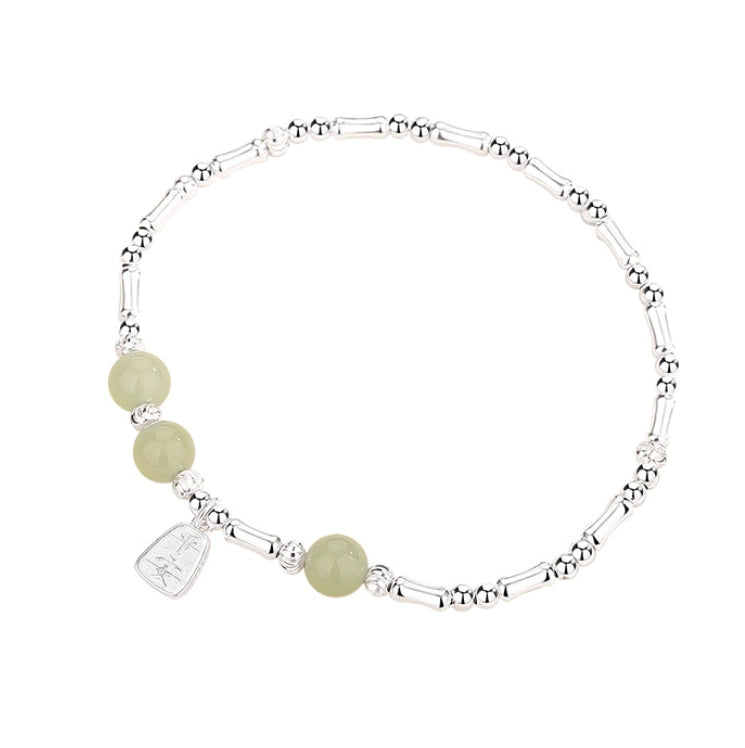 Oriental Treasure Dainty Bamboo Bracelet Natural Hetian Jade Bracelet Protection 925 Sterling Silver