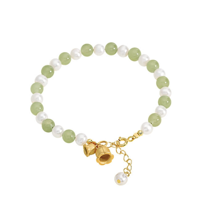 Oriental Treasure Purity Lily of the Valley Bracelet Natural Hetian Jade Bracelet Pearl Bracelet Filial Love Adjustable Silver Rope