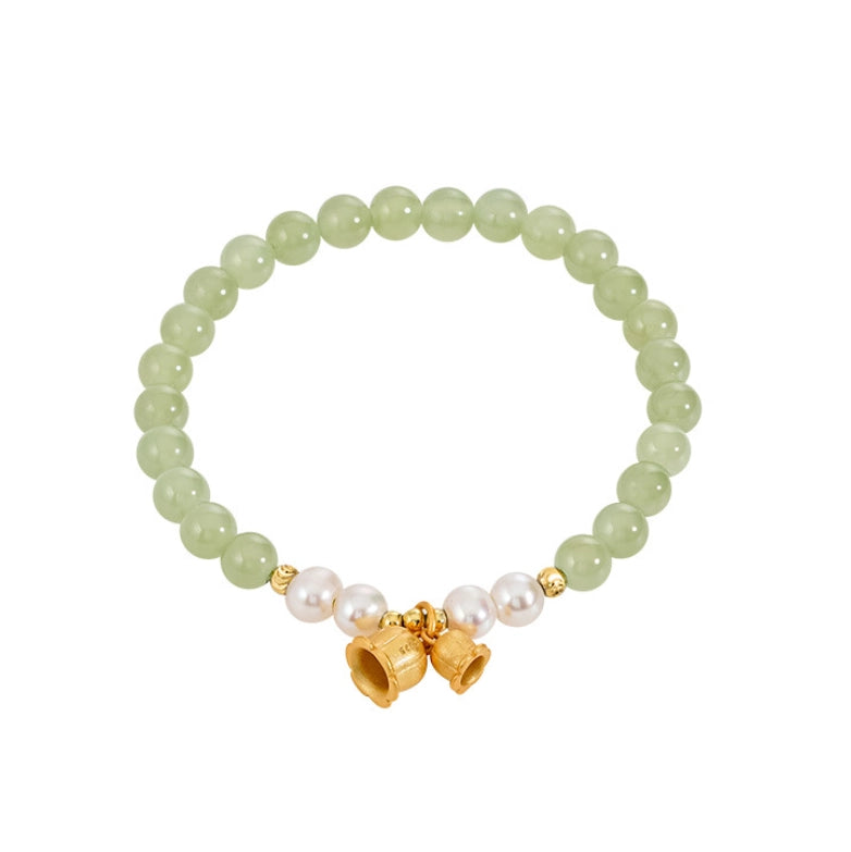 Bracelet Trésor Oriental Pureté Muguet de la Vallée Bracelet en Jade Naturel de Hetian Bracelet Perles Réglable Cadeau pour femmes