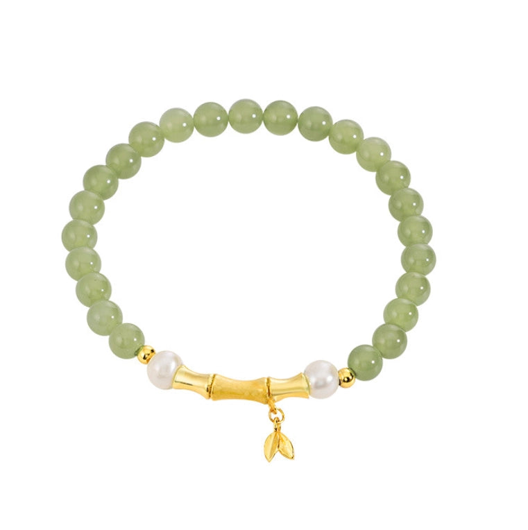 Bracelet en bambou trésor oriental Jade naturel Hetian Bracelet perles protection Bracelet en argent sterling 999 Bracelet à corde tressée réglable