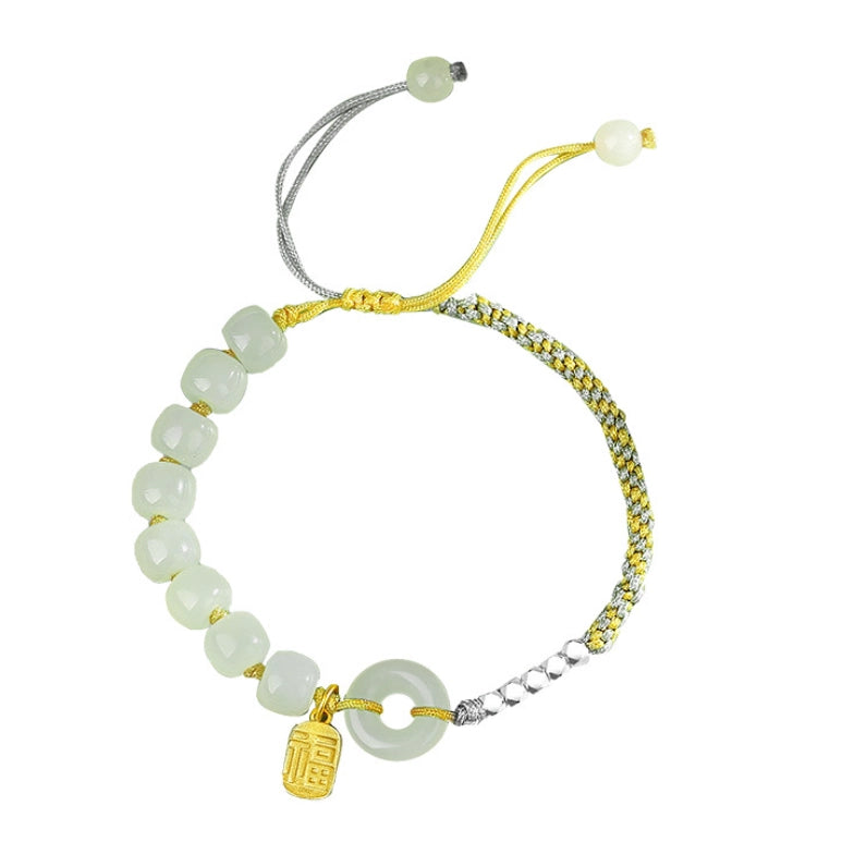 Collar con colgante de jade verde y tierra de la suerte en plata de ley 925, tesoro oriental