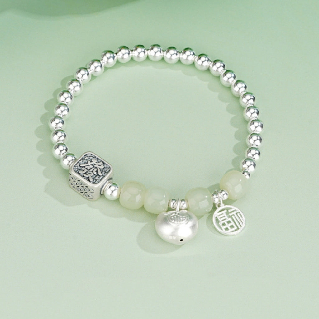 Collar con colgante de jade verde y tierra de la suerte en plata de ley 925, tesoro oriental
