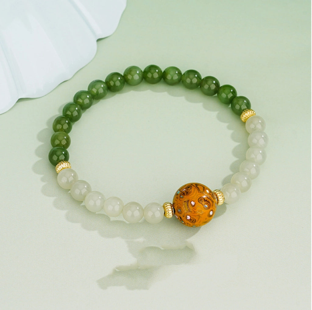 Bracelet Trésor Oriental Dalbergia melanoxylon Force Inébranlable Jade Naturel Hetian Perles de 6mm Bracelet Style Chinois Bracelet en Argent Sterling 925 Réglable
