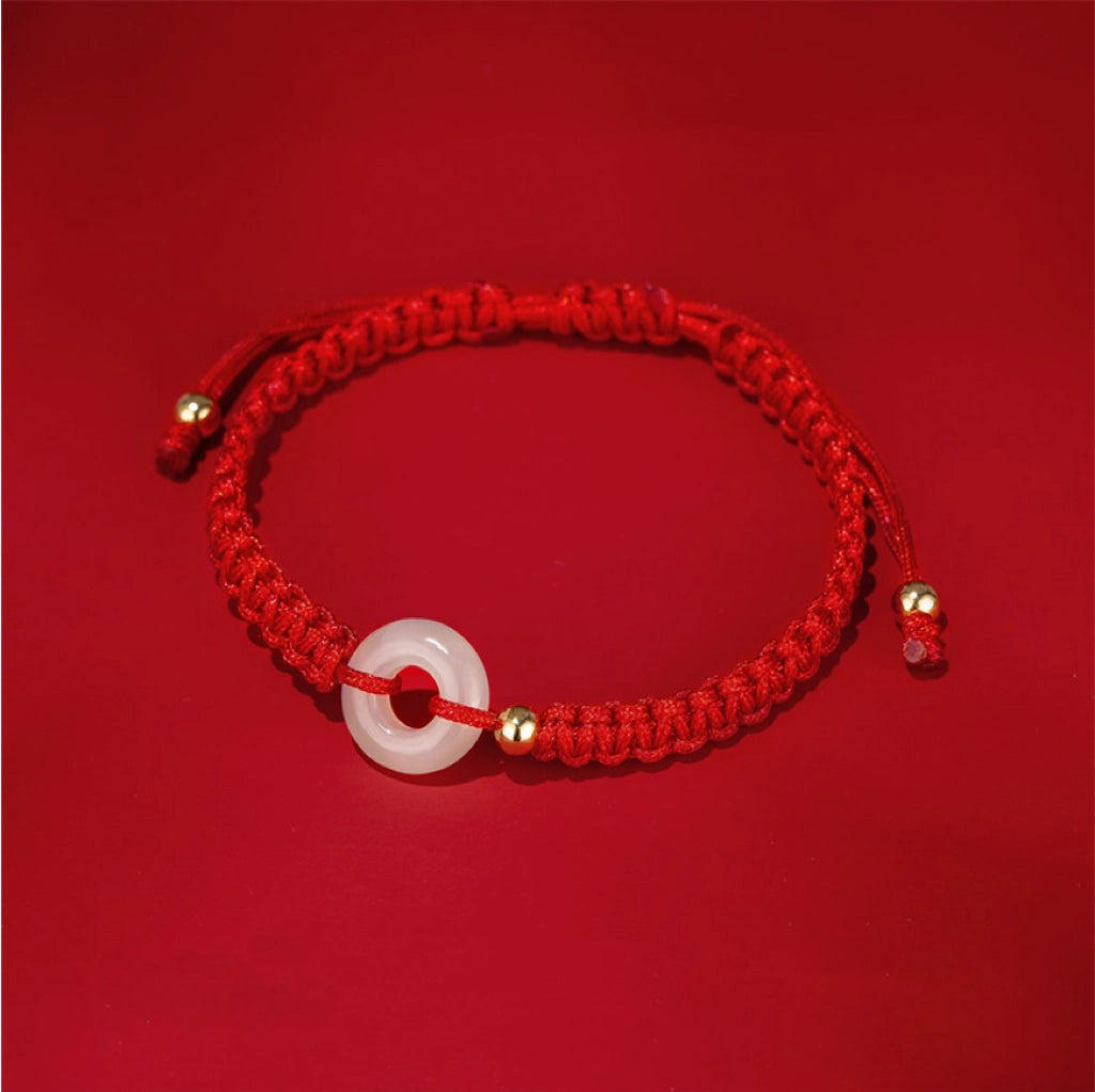 Oriental Treasure Couples Peace Knot Bracelet Natural Hetian Jade Bracelet Protection Adjustable Red String Bracelet