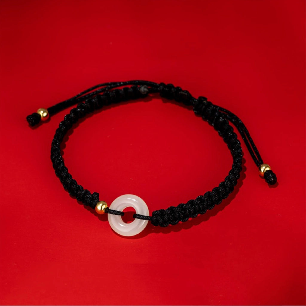 Oriental Treasure Couples Peace Knot Bracelet Natural Hetian Jade Bracelet Protection Adjustable Red String Bracelet