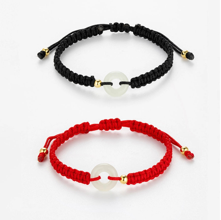 Oriental Treasure Couples Peace Knot Bracelet Natural Hetian Jade Bracelet Protection Adjustable Red String Bracelet