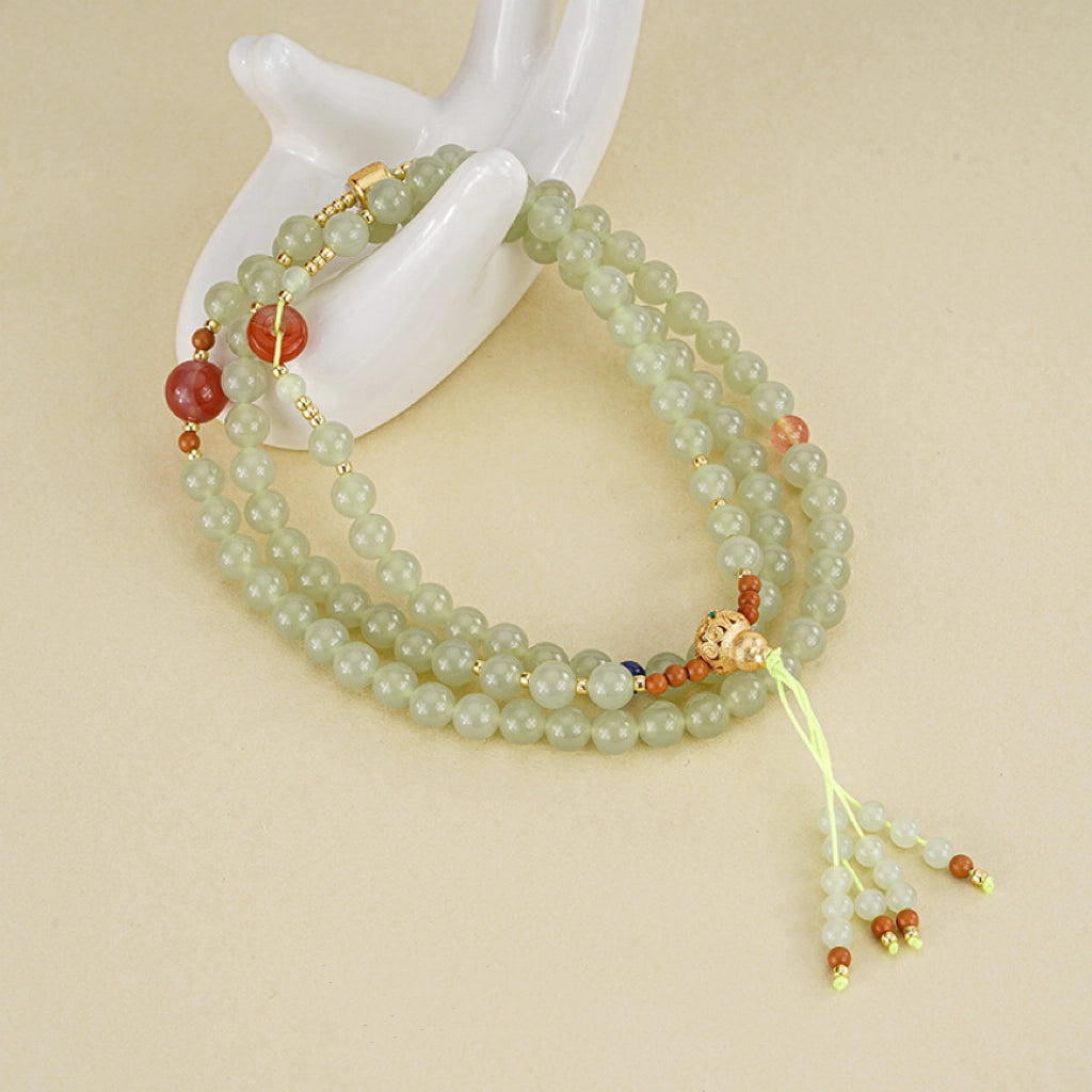Collar con colgante de jade verde y tierra de la suerte en plata de ley 925, tesoro oriental