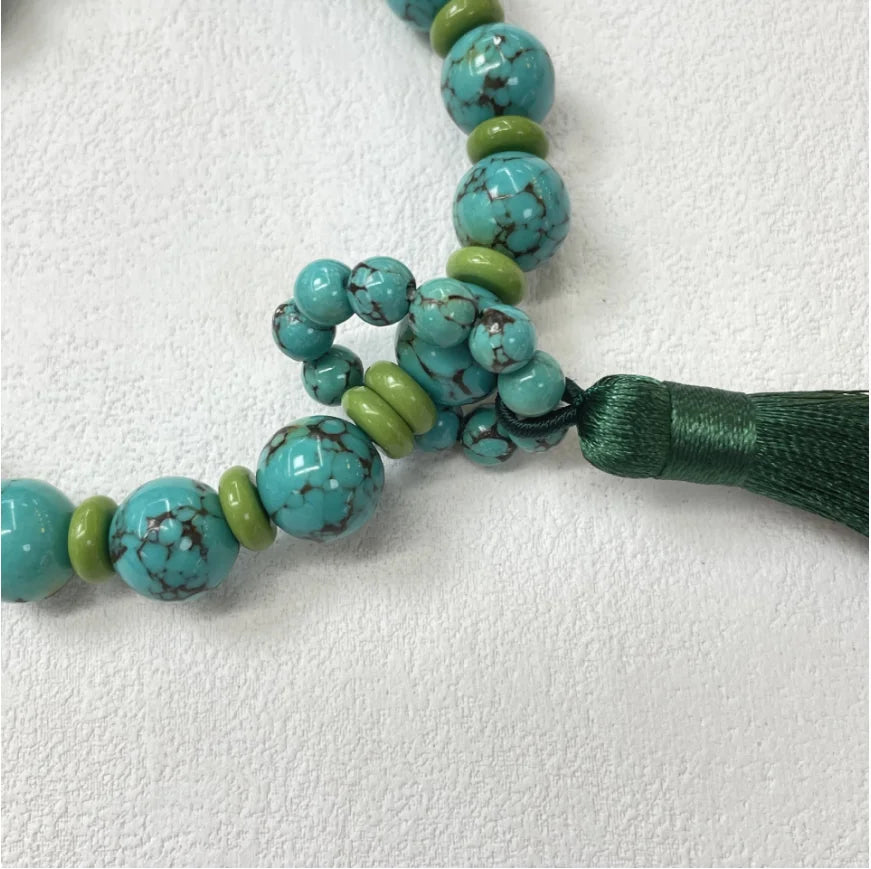 Collar de turquesa y oro con tesoro oriental, collar sencillo de cuentas con piedra natal de diciembre, collar minimalista, joyería bohemia, collar en capas