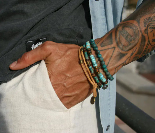 Trésor Oriental BRACELET EN TURQUOISE NATURELLE DE QUALITÉ Bracelet en perles de pierre gemme Bracelet de guérison Bracelet d'amitié 8mm, cadeau pour lui