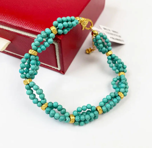 Oriental Treasure BRACELET TURQUOISE Naturel Élégant en Argent Massif ou Or Rose Serti Joaillerie Délicate à Empiler d'Arizona