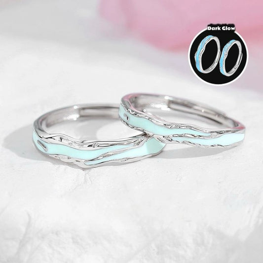 Oriental Treasure Personalisierte Galaxy Paar Ringe 925 Sterling Silber Nacht Leuchten Emaille Einstellbar