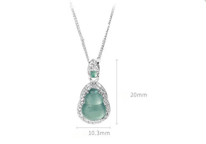 Collar con colgante de jade verde y tierra de la suerte en plata de ley 925, tesoro oriental 