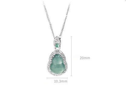 Collar con colgante de jade verde y tierra de la suerte en plata de ley 925, tesoro oriental 