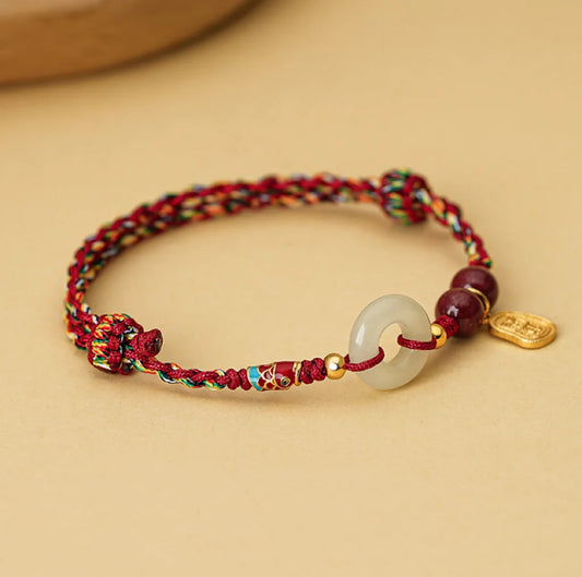 Oriental Treasure KOI FISH Bracelet Peace Knot Red Stering Bracelet 925 Sterling Silver He Tian Jade Bracelet Adjustable