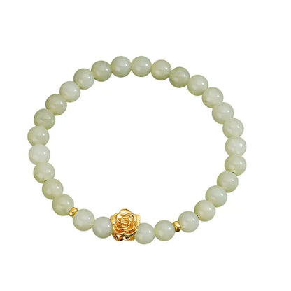Oriental Treasure Lotus Jade Bracelet Natural Hetian Jade Bracelet  925 Sterling Silver Adjustable