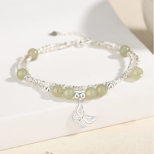 Collar con colgante de jade verde y tierra de la suerte en plata de ley 925, tesoro oriental 