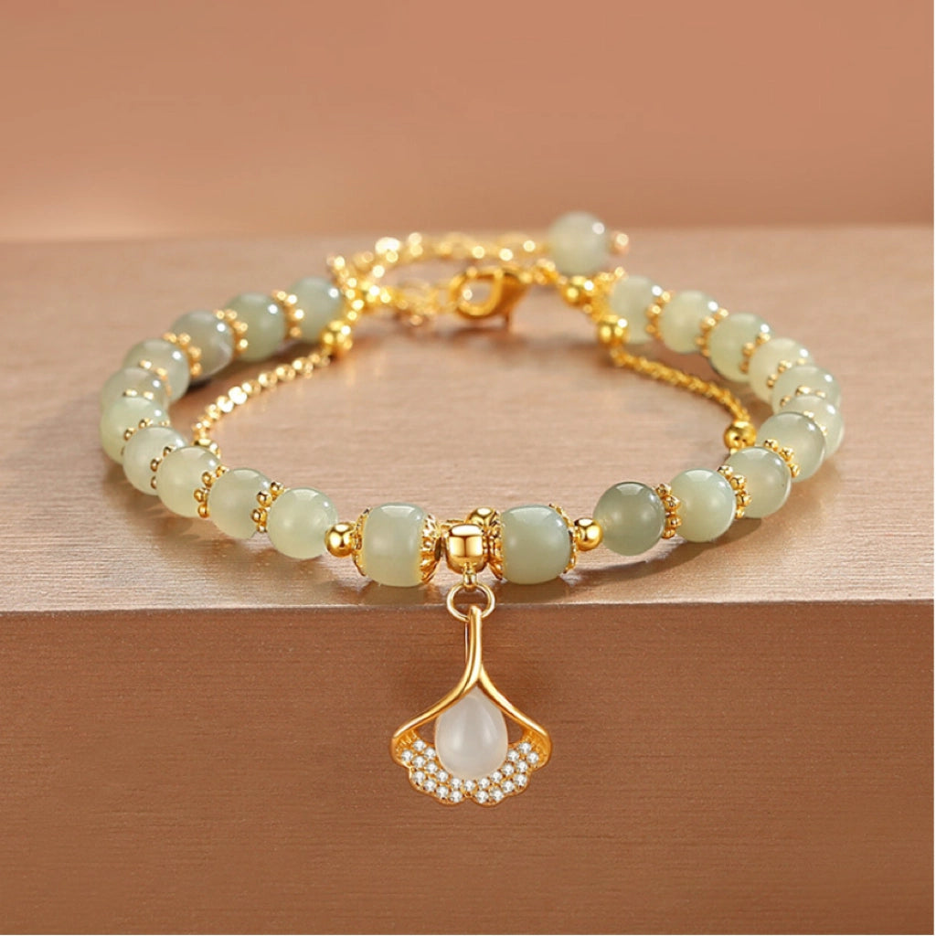Collar con colgante de jade verde y tierra de la suerte en plata de ley 925, tesoro oriental 