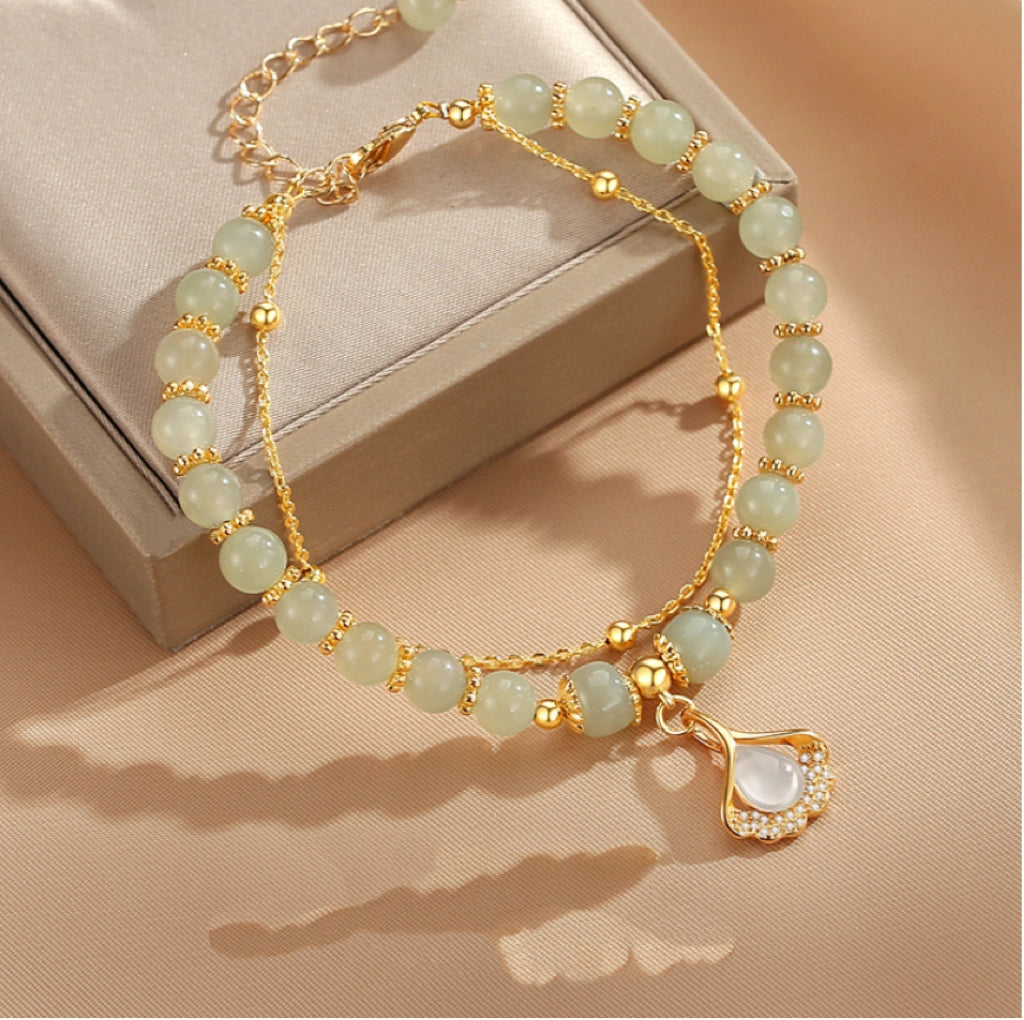Collar con colgante de jade verde y tierra de la suerte en plata de ley 925, tesoro oriental 