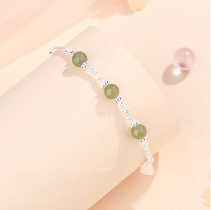 Oriental Treasure Broken Silver Dainty Bracelet Natural Hetian Jade Bracelet Protection 925 Sterling Silver