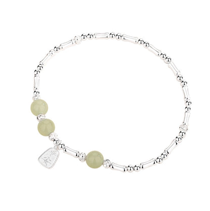 Oriental Treasure Dainty Bamboo Bracelet Natural Hetian Jade Bracelet Protection 925 Sterling Silver