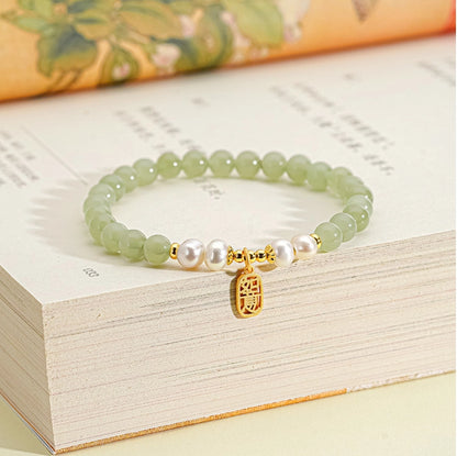 Oriental Treasure Ruyi Bracelet Natural Hetian Jade Bracelet Pearl Bracelet Adjustable Gift for Women