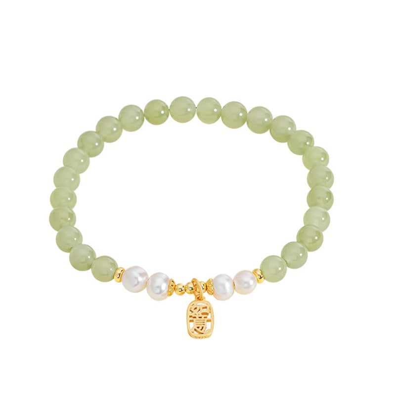 Oriental Treasure Ruyi Bracelet Natural Hetian Jade Bracelet Pearl Bracelet Adjustable Gift for Women