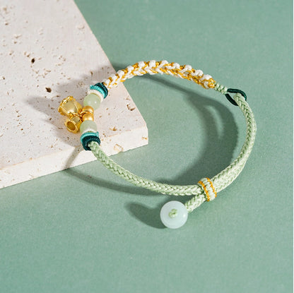 Oriental Treasure Purity Lily of the Valley Bracelet Natural Hetian Jade Bracelet Adjustable Woven Bracelet Gift for Women