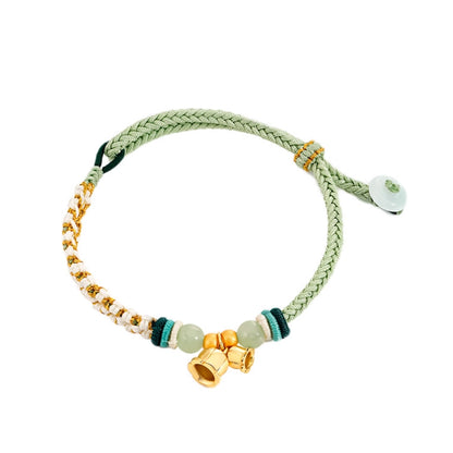 Oriental Treasure Purity Lily of the Valley Bracelet Natural Hetian Jade Bracelet Adjustable Woven Bracelet Gift for Women