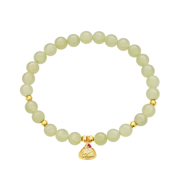 Bracelet de Riz Glutineux Chanceux Oriental Trésor Hetian Jade Bracelet Fu Zong 925 Argent Sterling Réglable