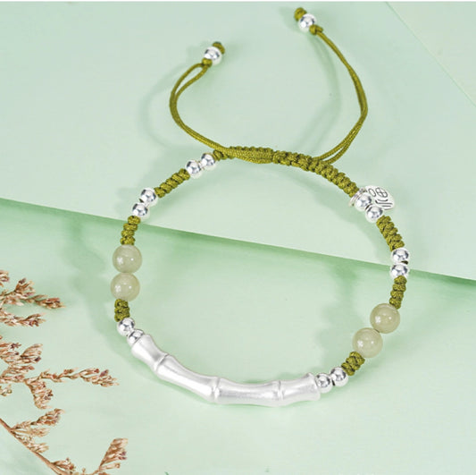 Collar con colgante de jade verde y tierra de la suerte en plata de ley 925, tesoro oriental 