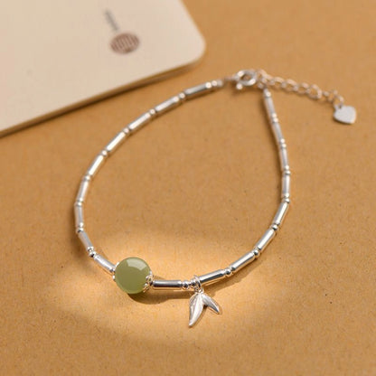 Collar con colgante de jade verde y tierra de la suerte en plata de ley 925, tesoro oriental 