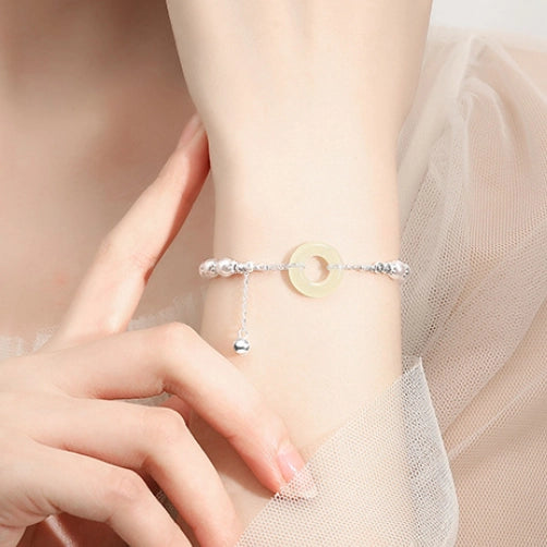 Oriental Treasure Peace Knot Bracelet He Tian Jade Bracelet Adjustable 925 Sterling Silver