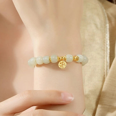 Collar con colgante de jade verde y tierra de la suerte en plata de ley 925, tesoro oriental 