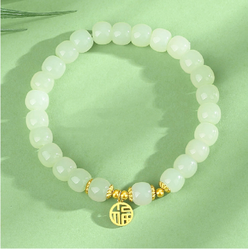 Collar con colgante de jade verde y tierra de la suerte en plata de ley 925, tesoro oriental 