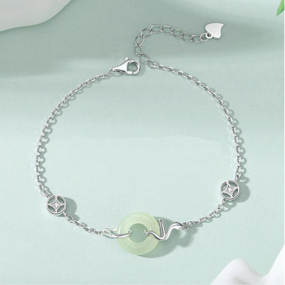 Collar con colgante de jade verde y tierra de la suerte en plata de ley 925, tesoro oriental 