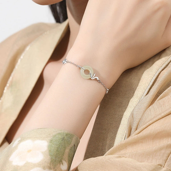 Collar con colgante de jade verde y tierra de la suerte en plata de ley 925, tesoro oriental 