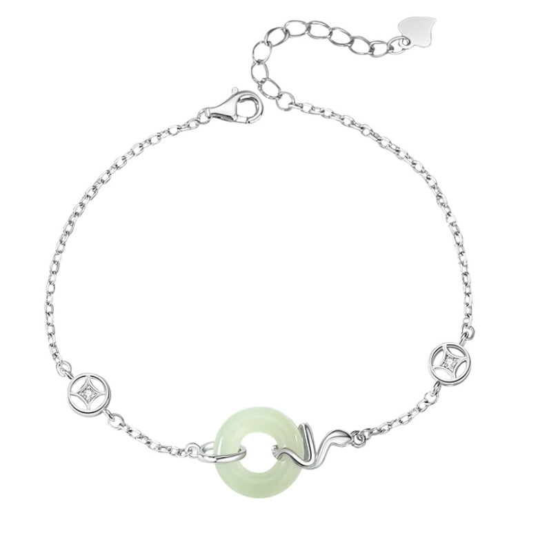 Collar con colgante de jade verde y tierra de la suerte en plata de ley 925, tesoro oriental 