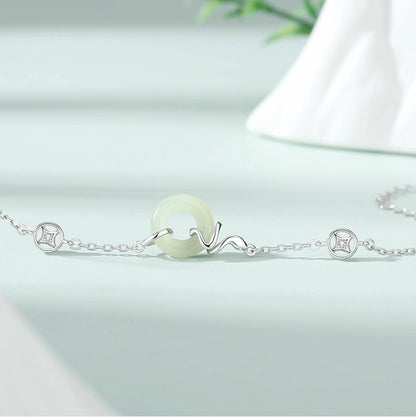 Collar con colgante de jade verde y tierra de la suerte en plata de ley 925, tesoro oriental 