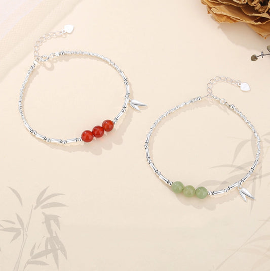 Oriental Treasure Bamboo Bracelet Nobility Natural Hetian Jade Bracelet Agate Bracelet Protection 925 Sterling Silver Bracelet Adjustable