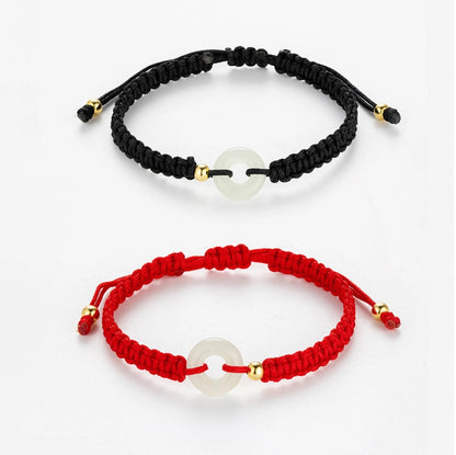 Oriental Treasure Couples Peace Knot Bracelet Natural Hetian Jade Bracelet Protection Adjustable Red String Bracelet