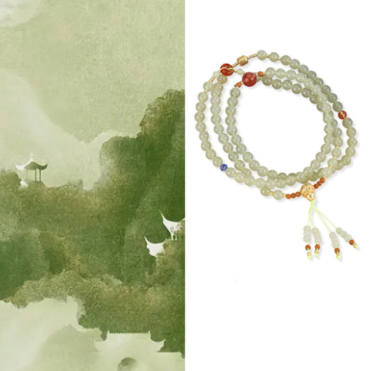 Collier de perles de jade naturel trésor oriental bonne fortune gourde nœud de paix agate frange collier argent sterling 925 bois de noix lapis-lazuli