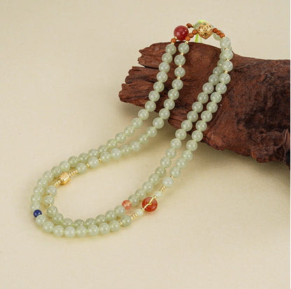 Collar con colgante de jade verde y tierra de la suerte en plata de ley 925, tesoro oriental 