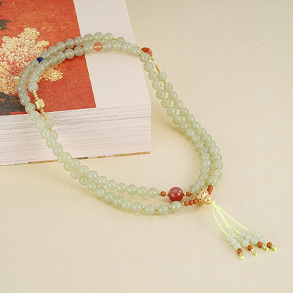 Collar con colgante de jade verde y tierra de la suerte en plata de ley 925, tesoro oriental 