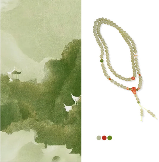 Collar con colgante de jade verde y tierra de la suerte en plata de ley 925, tesoro oriental 